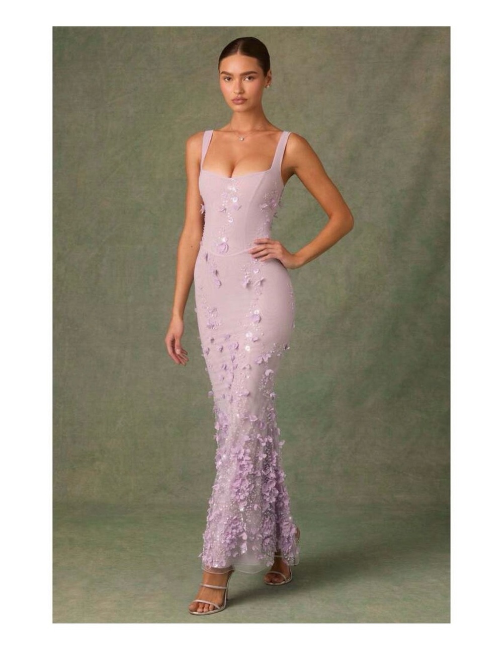 Oh Polly Embellished Fishtail Corset Gown in Lilac